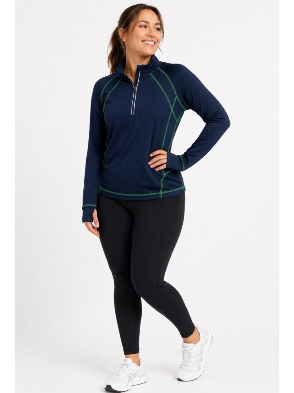 Tek Gear Womens Size L Blue Green  Quarter-Zip Mesh Performance Jacket